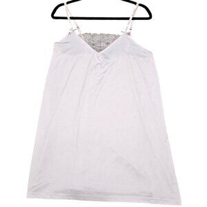 Womens Tahari White Lace Trim Nightgown Lingerie Slip Dress With Adjustable Stra